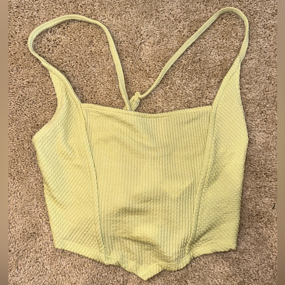 URBAN OUTFITTERS Lime Green Criss Cross Crop Top